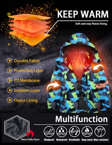 Miniatura 5 de Chaqueta de esquí impermeable para niño con capucha GEMYSE