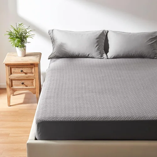 Miniatura 7 de Hanherry - Protector de colchón 100 % impermeable tamaño individual, color gris, funda de colchón de bambú 3D de tela de aire refrescante, suave