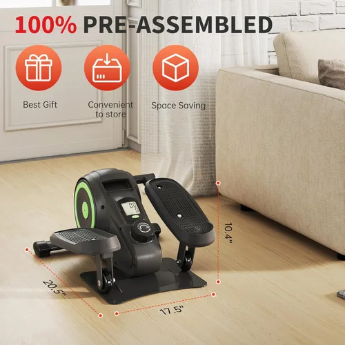 Miniatura 2 de Bifanuo - Máquina elíptica debajo del escritorio, ejercitador de pedal completamente ensamblado con 8 niveles de resistencia - Equipo de ejercicio