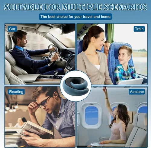Miniatura 3 de Almohada de cuello avión, almohada de viaje, almohada de avión, almohada de viaje de espuma viscoelástica, almohada de cuello de viaje para aviones