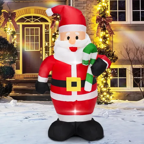 Papá Noel inflable de 4 pies de Navidad lindo con luces LED incorporadas, decoración inflable de Navidad para interiores y exteriores, gran