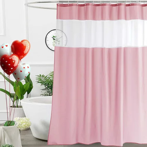 Miniatura 16 de UFRIDAY - Cortina de ducha de tela moderna en negro y blanco, 48 x 72 pulgadas, cortina de ducha de tela para baño y bañeras, lavable a máquina