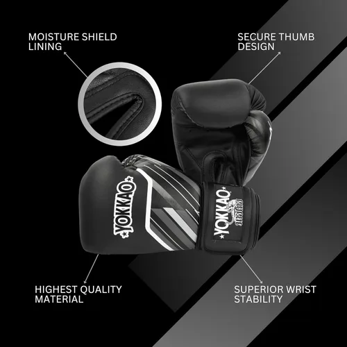 Miniatura 8 de Yokkao Guantes de Boxeo Muay Thai – Guantes esenciales para principiantes, hombres y mujeres, de piel de microfibra, acolchado de espuma multicapa