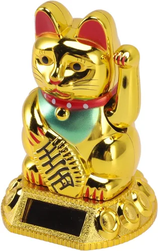 Miniatura 5 de Fortuna alimentada por energía solar, dando la bienvenida saludando riqueza fortuna gatos Fung Shui Cat para oficina en casa y negocios ()