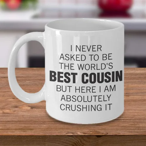 Miniatura 2 de M&P Shop Inc. Taza de café con texto en inglés "I Never Ask to Be the World's Best Cousin – Taza de café, la mejor idea de regalo de cumpleaños, día
