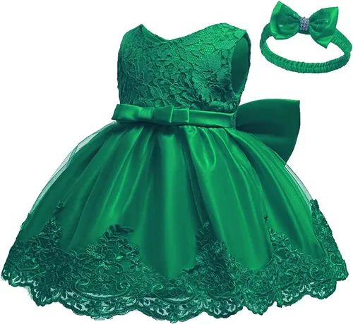 Miniatura 20 de Vestidos de encaje para concursos de niñas bebés de 0-2 años, vestido bordado para fiestas con diadema