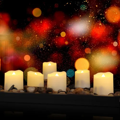 Miniatura 7 de FPOO Velas de té recargables sin llama con temporizador y control remoto, 12 velas votivas LED parpadeantes con 2 cables de carga USB, vela falsa