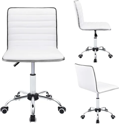 Miniatura 9 de Furmax Silla de Tocador de Respaldo Medio para Sala de Maquillaje, Escritorio de Computadora Giratorio de Cuero PU de Respaldo Bajo, Silla de Tarea