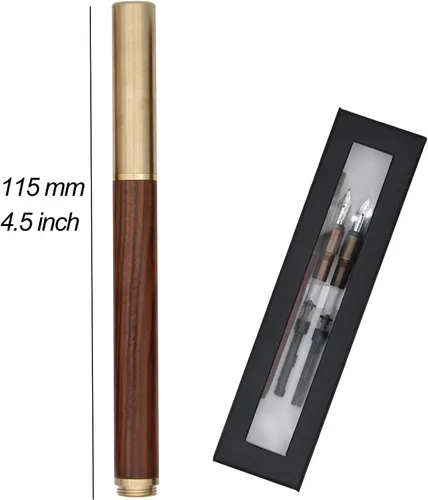 Miniatura 7 de Pluma estilográfica de madera hecha a mano, párrafo corto (4.528 in), bolígrafo de viaje de bolsillo, bolígrafo de negocios, pluma de caligrafía
