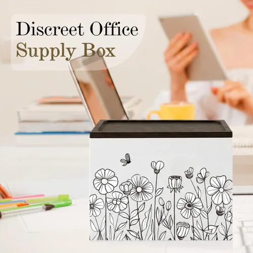 Miniatura 6 de Discreto soporte para tampones para baño con tapa de bandeja de tocador, organizador de tampones para baño para montaje en pared o encimera
