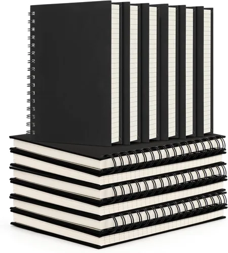 Miniatura 16 de EUSOAR - Cuaderno de espiral rayado universitario, paquete de 3 en negro A5 de 5.5" x 8.3", papel desprendible, tapa dura gruesa, 160 páginas / 80