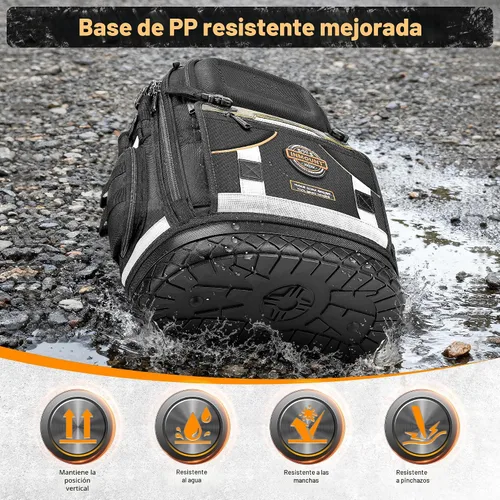 Miniatura 2 de Mochila de herramientas, mochila de herramientas de construcción resistente HVAC para hombres, organizador de herramientas duradero de nivel