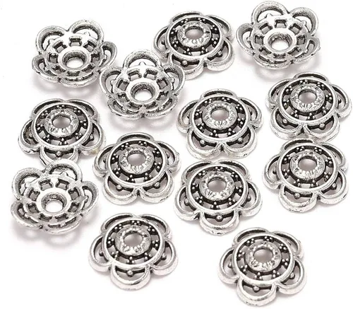 Miniatura 38 de 100 unidades/lote de tapas de cuentas de 0.236 pulgadas para joyas, receptáculo de extremo, ahuecado, toro de flores, bricolaje, espaciado
