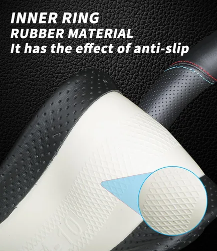 Miniatura 3 de Funda de volante a la medida para Nissan, funda de volante de cuero genuino, antideslizante, transpirable, para accesorios Nissan (Negro