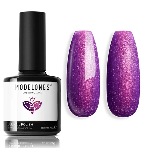 Miniatura 39 de Modelones Esmalte de uñas de gel ojo de gato arco iris con lentejuelas plateadas holográficas, esmalte de uñas de gel 9D con barra magnética, apto