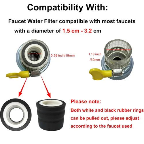 Miniatura 4 de Paquete de 3 filtros de montaje en grifo, purificador de filtración de grifo de cocina para cocina, filtro de agua para el hogar y baño con carbón