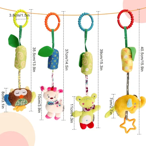 Miniatura 7 de 4 Paquetes de Juguetes para Cochecito de Bebé, Campanitas Colgantes para Asiento de Auto para Niños y Niñas, Adorable Juguete Musical de Cuna