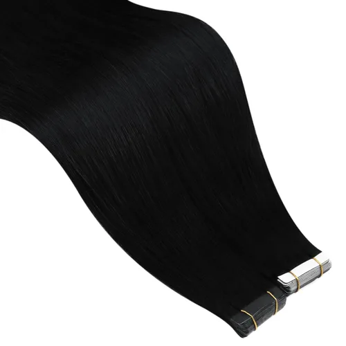 Miniatura 8 de Ugeat Extensiones de cabello humano con cinta invisible, extensiones de cabello negro con cinta, extensiones de cabello humano negro azabache