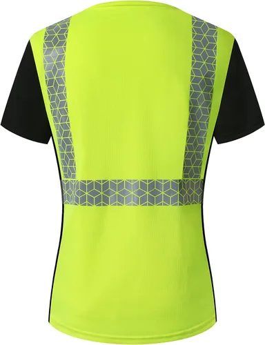 Miniatura 6 de Playera de Seguridad para Mujer, Camiseta Reflectante de Alta Visibilidad para Mujer con Patrón Reflectante Inusual, Manga Corta Transpirable