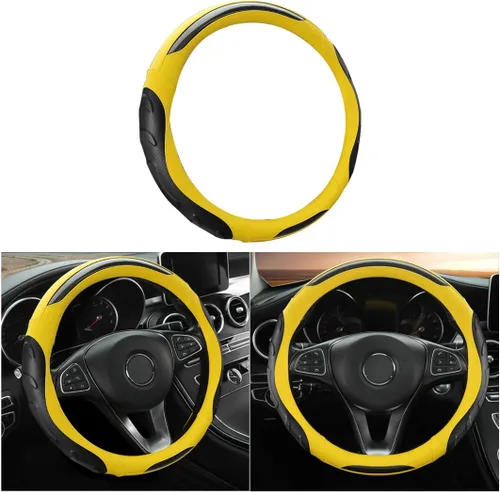 Funda de Volante de Cuero, Protector de Volante de Auto Elástico, Funda de Volante Universal de 15 Pulgadas Antideslizante Transpirable Sin Olor