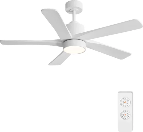 Miniatura 23 de WINGBO - Ventilador de techo DC de 64 pulgadas con luces y control remoto, 5 aspas reversibles de madera tallada, motor DC silencioso de 6 Grafito