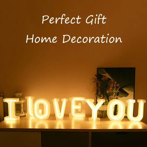 Miniatura 4 de Letras con luces de neón, 26 letras del alfabeto, letreros iluminados para luz de noche, para bodas, Navidad, fiestas de cumpleaños, alimentadas por