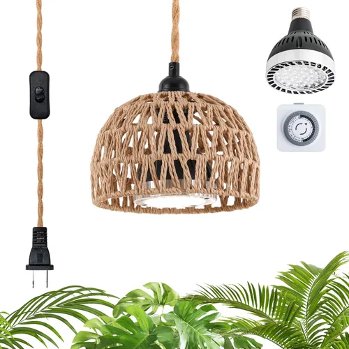 Miniatura 11 de Luces de cultivo para plantas de interior, luz de espectro completo para plantas, con temporizador y cable de alimentación de 15 pies, luces