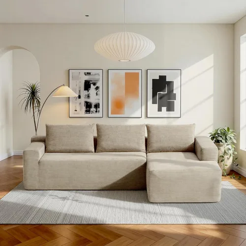 Miniatura 28 de Sofá modular Cloud de 108 pulgadas, moderno sofá deshuesado con otomana móvil, sofá modular de asiento profundo, sofás esquineros de pana para sala