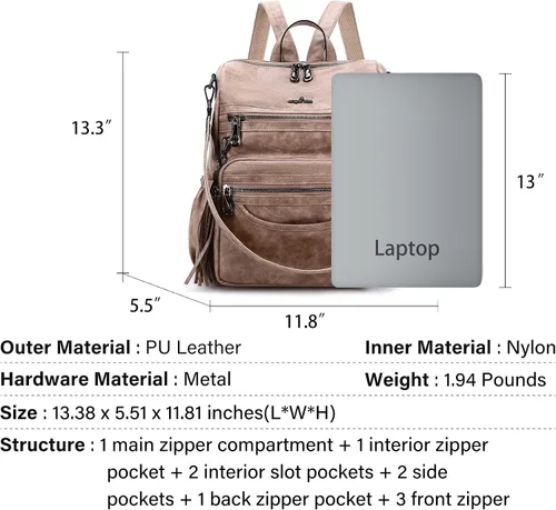 Miniatura 87 de Bolsos mochila monedero de piel sintética para mujer, bolsas con zíper, mochilas de hombro casuales