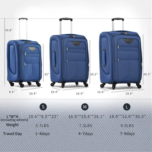 Miniatura 255 de Merax Juegos de equipaje de mano en maleta aprobada por aerolíneas, estuche rígido con ruedas giratorias expandibles, Negro