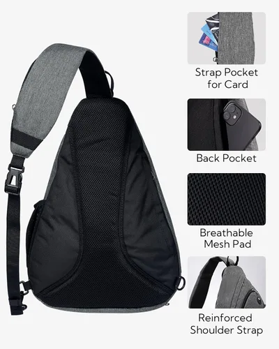 Miniatura 5 de WATERFLY - Mochila de bandolera pequeña tipo eslinga, mochila al hombro para hombres y mujeres, para viajes, ciclismo, senderismo, mochila de día