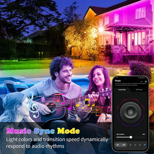 Miniatura 3 de KSIPZE Tiras de luces LED al aire libre impermeables IP68, luces LED al aire libre RGB con botón y control de aplicación Bluetooth, sincronización