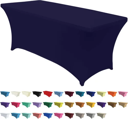 Miniatura 15 de ABCCANOPY - Funda de mesa de elastano elástica de 8 pies, mantel ajustado y resistente a las arrugas, reutilizable para mesas plegables Negro