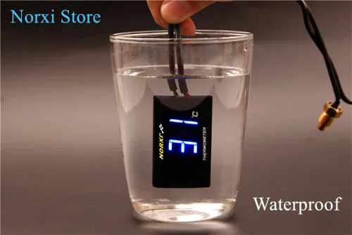 Miniatura 5 de Medidor de temperatura de aceite de motocicleta Medidor digital de temperatura de aceite termómetro electrónico con adaptador de sensor de Azul
