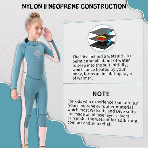 Miniatura 4 de Seaskin Traje de neopreno para niños para niños y niñas, 2 mm con cremallera frontal, trajes cortos de neopreno, 3 mm con cremallera trasera, traje