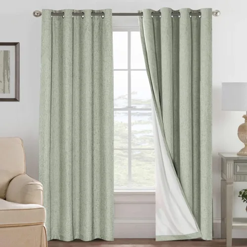 Miniatura 73 de H.VERSAILTEX Cortinas opacas de lino de 72 pulgadas de largo, 100% absolutamente opacas, con aislamiento térmico, con textura de lino, cortinas