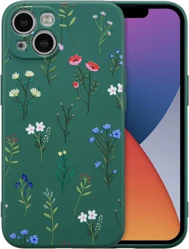 Miniatura 45 de RALEAVO Funda Floral para iPhone 12, Cubierta de Silicona Líquida con Bonito Patrón de Rama de Flores para Niñas y Mujeres, Funda Protectora de Goma