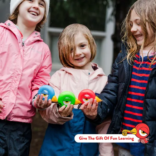 Miniatura 8 de Handy Famm Cinta métrica de pájaro rojo de 8 pies para niños, herramienta educativa STEM con nivel, transportador, diseño retráctil, juguete