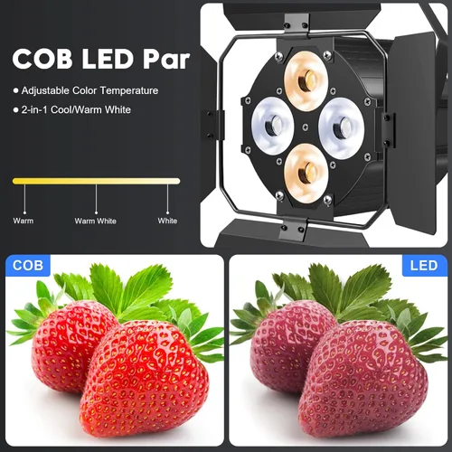 Miniatura 3 de Luces de escenario con puertas de granero, luces LED par con focos COB blancos cálidos y fríos, luz de par profesional con activación por sonido