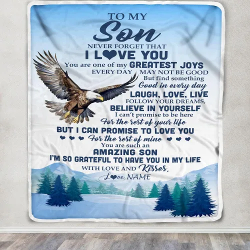 Miniatura 3 de Manta Personalizada "To My Son" de Mamá y Papá Regalos para Hijo que Va a la Universidad Cumpleaños Graduación Navidad Regalo Personalizado Manta