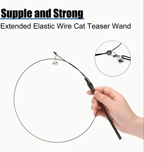 Miniatura 4 de Yauende Juguetes de plumas para gatos, juguetes interactivos para gatos de interior, 2 piezas de alambre flexible y 5 juguetes de plumas de gato