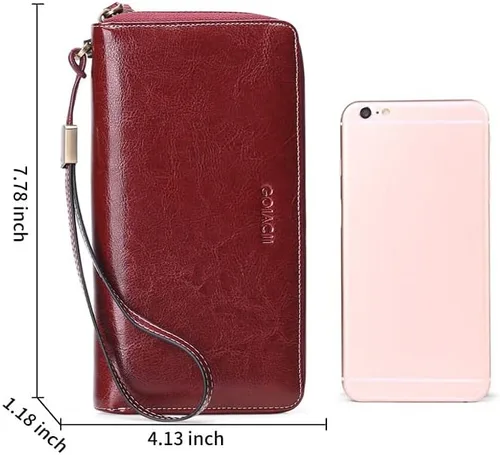 Miniatura 6 de GOIACII Cartera de piel con bloqueo RFID para mujer, tarjetero de crédito, bolso de mano para teléfono, organizador plegable de gran capacidad