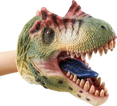 Miniatura 13 de Gemini&Genius Triceratops Marionetas de Mano de Dinosaurio Grandes de Goma Suave Realistas Divertidas y Aterradoras Cabeza de Dino Marionetas