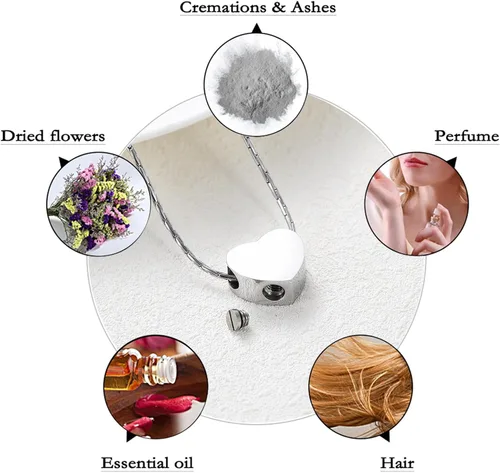 Miniatura 19 de constantlife Joyería de cremación para cenizas – Colgante de corazón conmemorativo collar de urna conmemorativa soporte para cenizas de acero