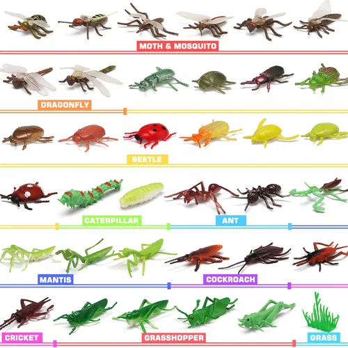 Miniatura 5 de Paquete de 76 mini juego de insectos de plástico, juguete realista de insectos para niños, figura de insectos falsos para niños, niños pequeños