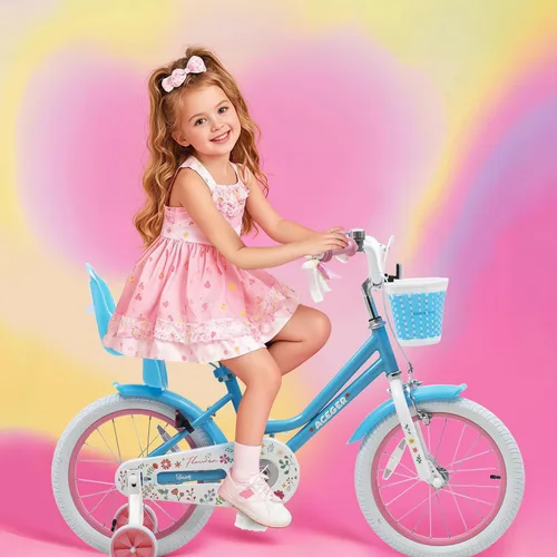 Miniatura 6 de ACEGER Girls Bike with Basket for Ages 2-12 Years Old Kids, 12 14 16 18 Inch with Training Wheels，Princess Style with Streamers, Handbrake & Coaster