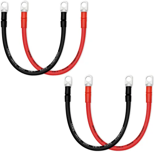 Miniatura 43 de Cable de batería, cables de batería 2 AWG con terminales, 2 cables de batería de cobre (1 pie).