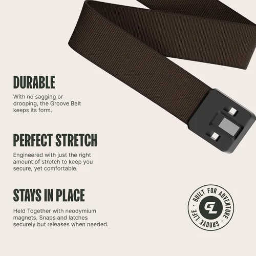 Miniatura 3 de Groove Life - Cinturón de nailon elástico para hombre con hebilla magnética de aluminio