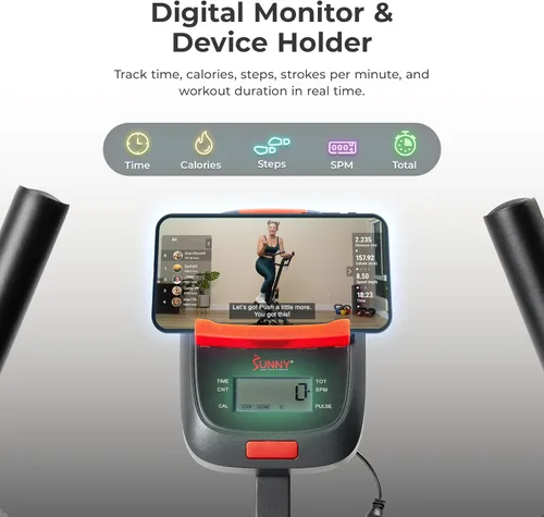 Miniatura 6 de Sunny Health & Fitness Stair Stepper & Climber Exercise Equipment for Home Workout, Compact Cardio Training Machine Rojo