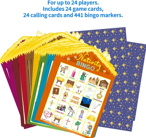Miniatura 3 de Juego de bingo de la Natividad de Fancy Land para niños, 24 jugadores, Navidad, establo, casa cristiana, juego de bingo religioso para fiestas